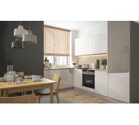 Cuisine En L CARINI 180x285cm Plein Tirage Gris - Blanc Brillant 77139155