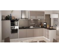 Cuisine En L Kvantum Cuisine Intégrée 350x150cm Gris Façade Beige Mat