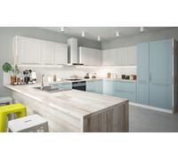 Cuisine En U RIMINI 220x363x295cm Blanc Façade Blanc-Pastel Bleu 67185354