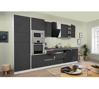 Cuisine Encastrée Respekta 345 cm Gris Hochglanz, Sans Poignées