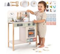 Cuisine enfant bois mamabrum jouet four tri dechets vert 54x30x72 cm 3 ans