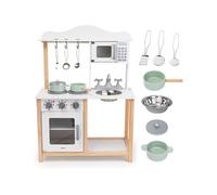 mamabrum Cuisine en Bois Enfant Montessori 3+ Ans - Micro-Ondes, Four, évier & Accessoires Inclus - Solide, sûre, éducative, Couleurs Naturelles, Jeu créatif Durable