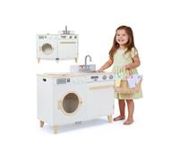 Mamabrum Cuisine et buanderie enfant en bois 2-en-1 - lave-linge, évier, accessoires