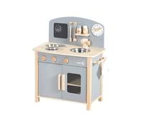 Cuisine enfant en bois - - Avec plaque de cuisson, four, évier, accessoires et horloge - Gris / Naturel