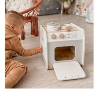 Cuisine Enfant en bois éducative- MAMABRUM- Jouet d'imitation- 7 accessoires - 32,8x30x30 cm - Sécurisée