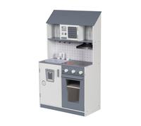 Cuisine Enfant En Bois - Roba - Avec Plaque De Cuisson Équipée - Jouets D'imitation - Gris/Blanc