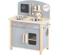Cuisine enfant en bois - ROBA - Avec plaque de cuisson, four, évier, accessoires et horloge - Gris / Naturel Gris et naturel