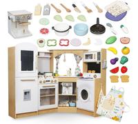 Mamabrum – Cuisine enfant en bois MAM171 KITCHEN – Interactive, éclairage LED, 50 accessoires