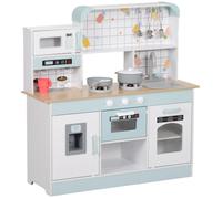 AIYAPLAY Cuisine Enfant Jouet d'imitation avec lumières et Sons réalistes, dinette Enfant avec cafetière, Machine à glaçons, Micro-Ondes, Four et Rangement, pour garçons et Filles de 3+ Ans, Blanc