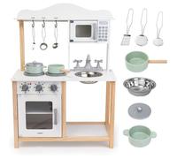 Mamabrum Cuisine enfant- Jouet d'imitation cuisine enfant en bois 31P x 60l x 83H avec micro-ondes, four, lavabo, plaque de cuisson