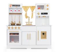 Cuisine Enfants avec Cafetière, Distributeur d'Eau, Cuisinière, Evier, Robinet, Ustensiles de Cuisine, Lumières et Sons, Blanc