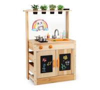 Cuisine Enfants Extérieure DREAMADE avec Cuisinière, Évier, Tableaux Noirs, Son et Accessoires Complet, Jeu de Simulation pour