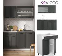 Cuisine équipée Bloc Cuisine intégrée R-Line Single anthracite blanc Vicco