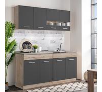 Cuisine Équipée Bloc Intégrée Gris Bois Moderne sans Électromenager Homestyle4u