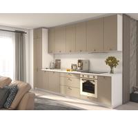 Cuisine Équipée BONN 350Cm Blanc Façade MDF Gris Pierre Mat HETTICH Vollau