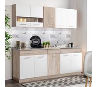 Cuisine Équipée en Bois Blanc Kitchenette Bloc Intégrée sans Électro Homestyle4u
