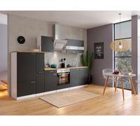 Cuisine équipée Kitchenette 300 cm Respekta KB300WSCGKE178G, Noir/Blanc, Insert