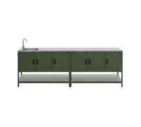 Cuisine extérieure 2 modules en acier inoxydable vert