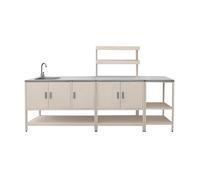 sweeek - Cuisine extérieure 3 modules en Acier Inoxydable Beige