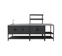 Cuisine extérieure 3 modules en acier inoxydable noir