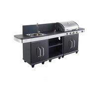 Cuisine extérieure à gaz - Cook'in Garden - FIDGI 4 - 4 brûleurs 14 5 kW plancha desserte et évier