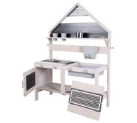 Cuisine extérieure en forme de maison en bois fsc® avec accessoires gris TU