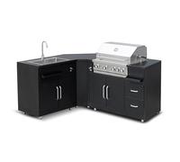 Cuisine extérieure en métal avec 3 modules évier et Barbecue