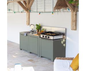 Cuisine extérieure ENO Modulo Classic 3 modules évier rectangulaire - Vert Sauge