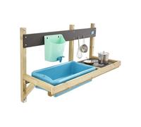TP Toys Cuisine Extérieure en Bois avec Réservoir à Eau et Ustensiles - 81 x 36 x 56 cm - Jeu d’Imitation pour Enfants dès 3 Ans - Fixation Facile - Jouet Jardin Compact, Vert