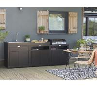 Cuisine Extérieure Le Marquier 3 Modules Sans Crédence - Noir