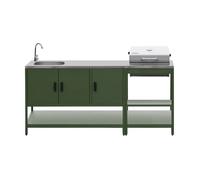 Cuisine extérieure Naxos 2 modules acier inoxydable vert barbecue au charbon avec évier