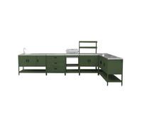 Cuisine extérieure Naxos 5 modules avec barbecue au charbon acier inoxydable vert