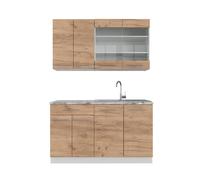 Cuisine Fame-Line, 140cm sans PT, Chêne de force doré/Blanc, Vicco 38634