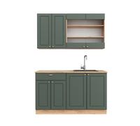 Cuisine Fame-Line, 140cm sans PT, Vert Or Campagne/Chêne de force doré, Vicco 38640