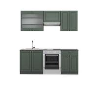 Cuisine "Fame-Line" 200cm anthracite/vert style rustique Vicco