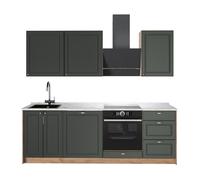 Cuisine Fame-Line, 230cm, PT Marbre, Vert Or Campagne/Chêne de force doré, Vicco 63991