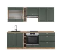 Vicco Cuisine Fame-Line, Chêne Vert et Or/chêne doré, 235cm sans PT, pour Une Extension personnalisée avec des modules compatibles