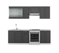 Cuisine Fame-Line, 240cm sans PT, Anthracite-or/Blanc, Vicco 38040