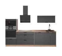 Vicco Cuisine Fame-Line, Gris foncé/Chêne doré, 280cm