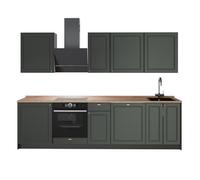 Cuisine Fame-Line, 280cm, PT Chêne, Vert Or Campagne/Anthracite, Vicco 64166