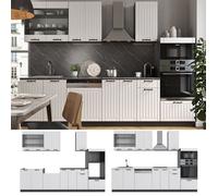 Cuisine Fame-Line, 300cm avec armoire haute, sans PT, Blanc campagne/Anthracite, Vicco