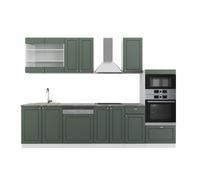 Cuisine intégrée Fame-Line Single style rustique 300cm blanc vert or Vicco