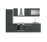 Cuisine Fame-Line 300cm PT Marbre Anthracite campagne/Blanc Vicco 42793