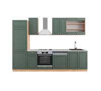 Cuisine Fame-Line, 300cm, PT Marbre, Vert Or Campagne/Chêne de force doré, Vicco 42597