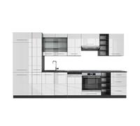 Kitchenette Bloc cuisine Cuisine intégrée Fame-Line anthracite blanc 355cm Vicco