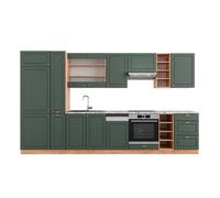 Cuisine Fame-Line, 355cm, PT Marbre, Vert Or Campagne/Chêne de force doré, Vicco 49319