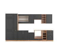 Cuisine Fame-Line, 355cm sans PT, Anthracite campagne/Chêne de force doré, Vicco 38688