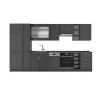 Vicco Cuisine Fame-Line, Anthrazit-Gold Landhaus, 355cm