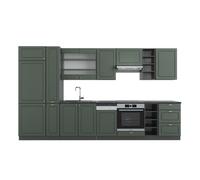 Vicco Cuisine Fame-Line, Vert et Or Campagne/Anthracite, 355cm sans PT, pour Une Configuration personnalisée avec modules d’Extension optionnels