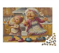 Cuisine familiale Haute qualité 1000 pièces Puzzle pour Adultes Grand-mère et Enfant cuisinant joyeusement Ensemble Premium Robuste Vibrant Stimulant Jeu Familial 52x38cm/1000pcs